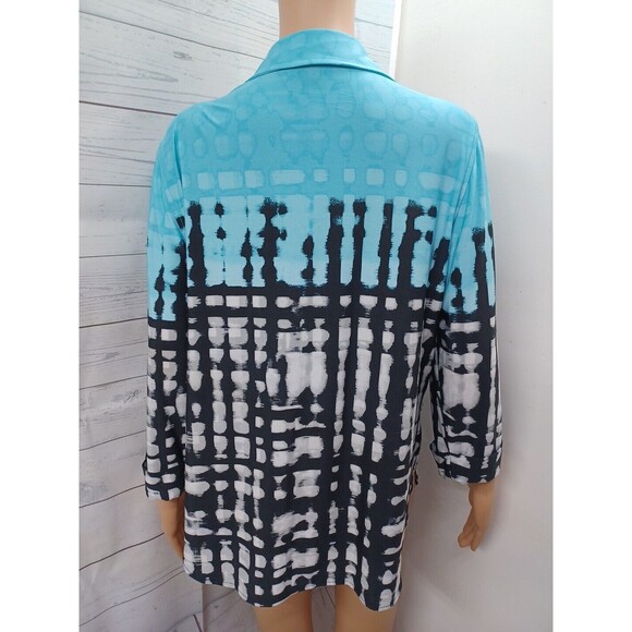 Nygard Tunic Blue button Down Shirt Top Long Roll Tab PM/M - Picture 4 of 9